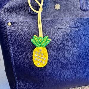 Pineapple Bag Charm Yellow Pineapple Fruit Purse Charm FAST SHIP Beaded Charm